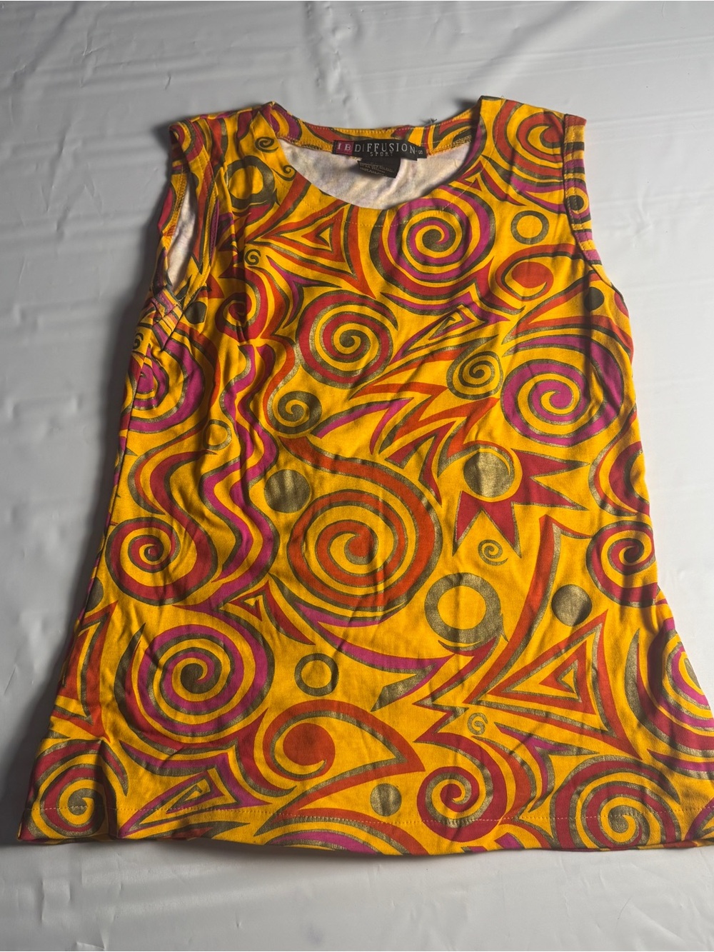 ✨ VINTAGE 1990 I.B. Diffusion Psychedelic Gold Top - S ✨